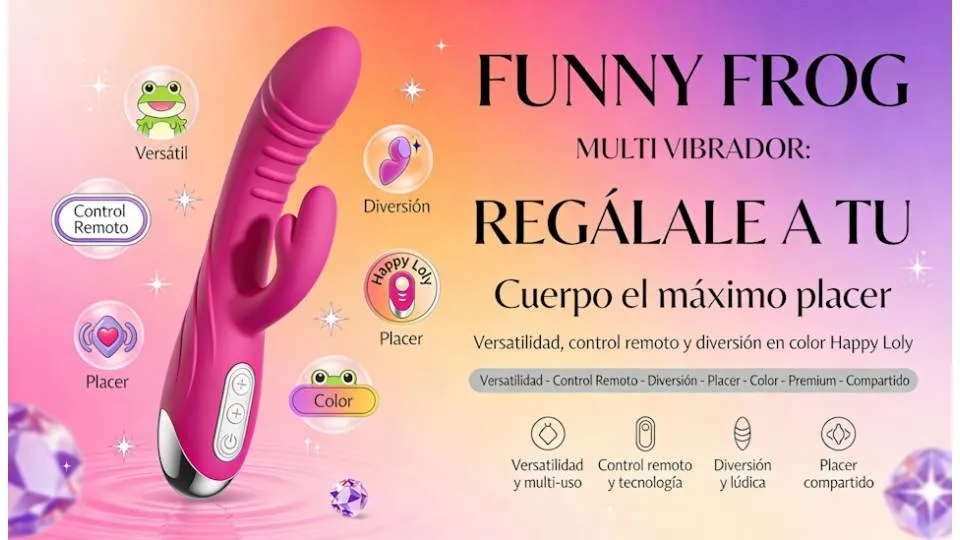 Regálale a tu cuerpo el máximo placer con el nuevo Funny Frog: Multi Vibrador a control remoto de color Happy Loly